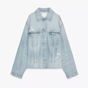 Zara TRF distressed denim overshirt